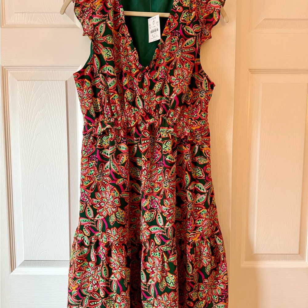 J.Crew NWT Floral Sleeveless Ruffle Dress - Multicolor